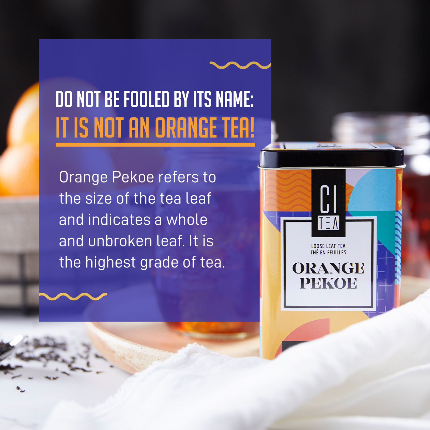 Thé Orange Pekoe et tasse à infusion - Coffret-cadeau de thé
