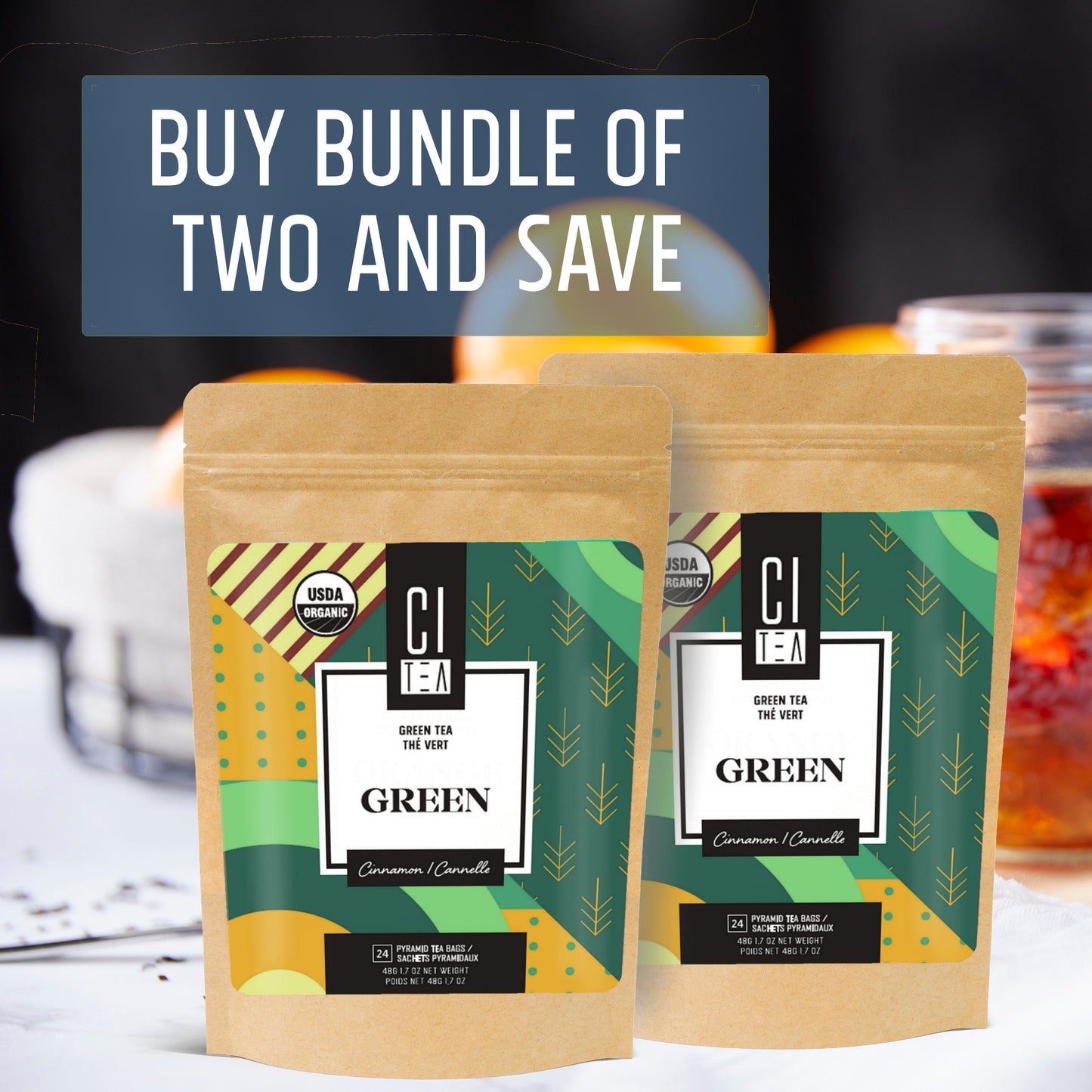 Organic Green tea with Cinnamon - 24 pyramid teabags