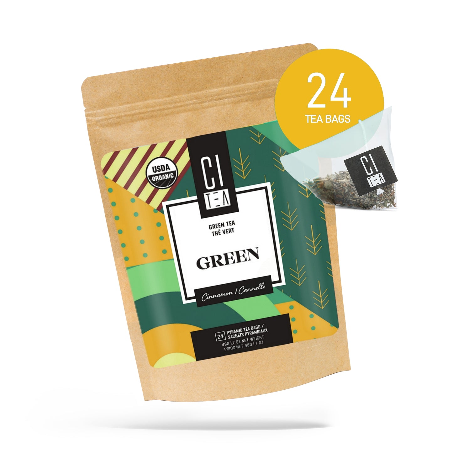 Thé vert à la cannelle biologique - 24 sachets pyramidaux