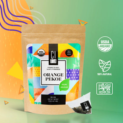Organic Orange Pekoe Black Tea - 24 pyramid Teabags