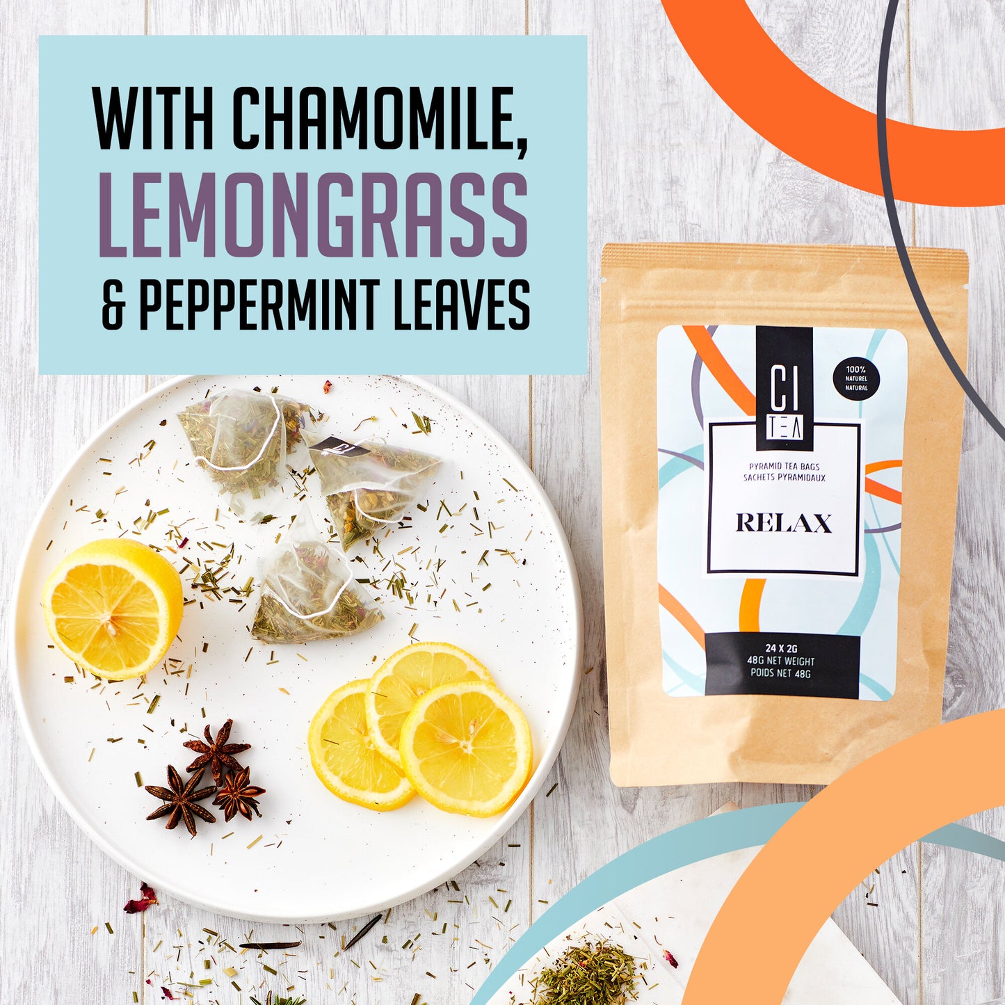 Relax Herbal Tea in Pyramid Teabags