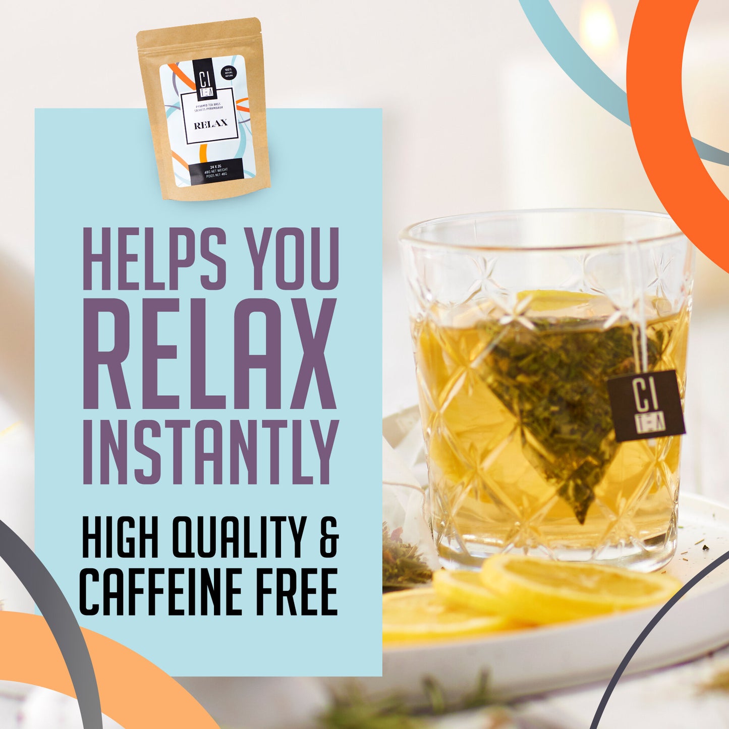 Relax Herbal Tea in Pyramid Teabags
