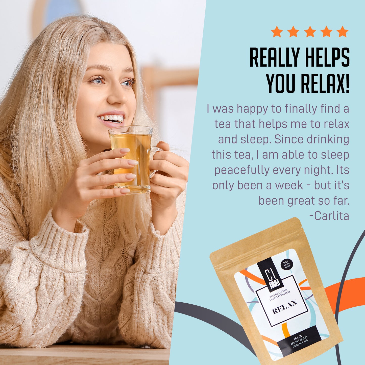 Relax Herbal Tea in Pyramid Teabags