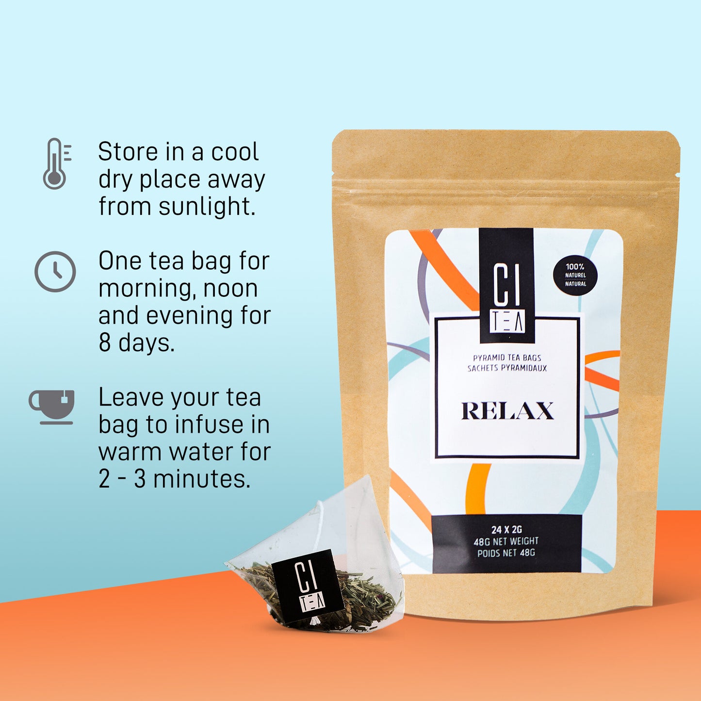 Relax Herbal Tea in Pyramid Teabags