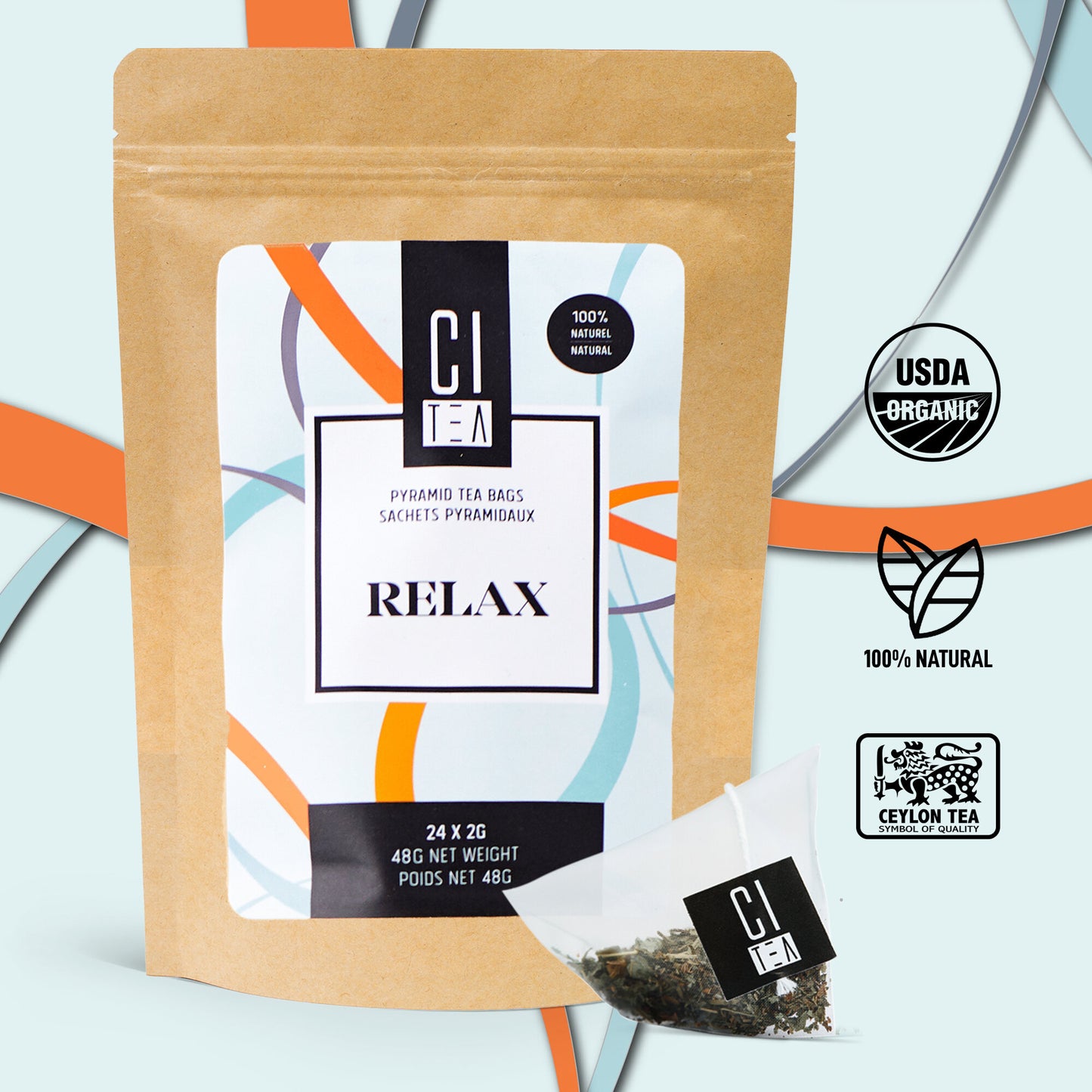 Relax Herbal Tea in Pyramid Teabags