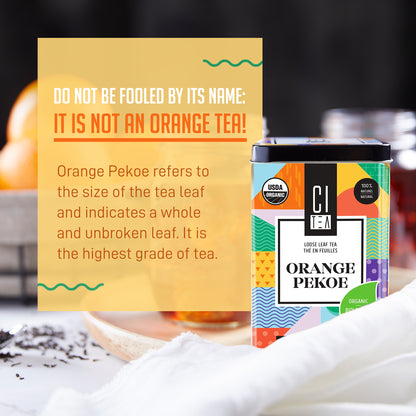 Lot de deux feuilles de thé en vrac Orange Pekoe biologique