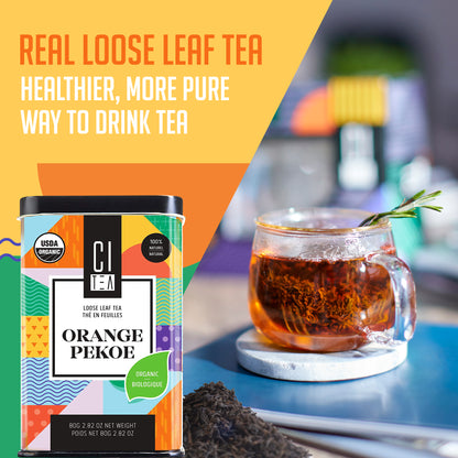 Lot de deux feuilles de thé en vrac Orange Pekoe biologique