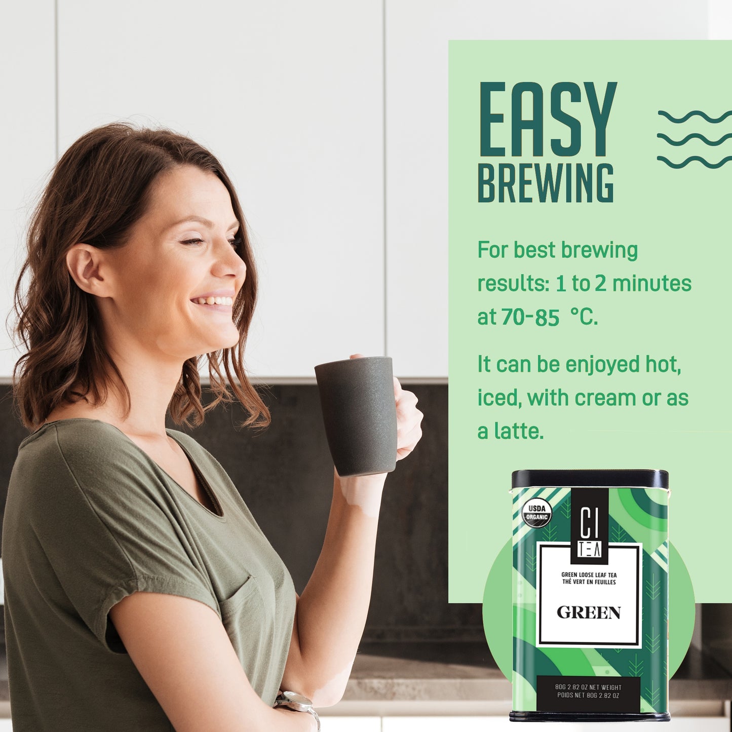 Organic Green Loose Leaf Tea - 80 g