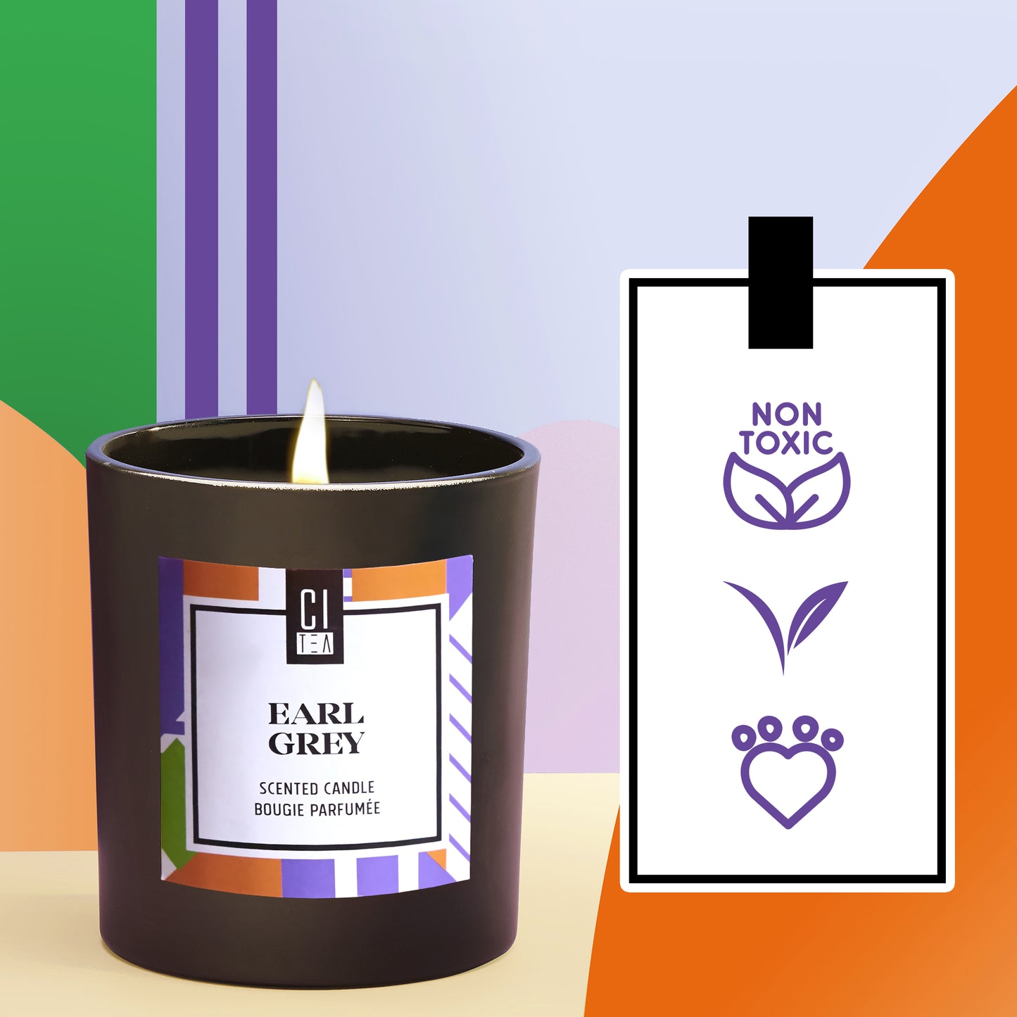 Bougie en cire de soja au parfum de thé Earl Grey - Bergamote et rose - 8 oz