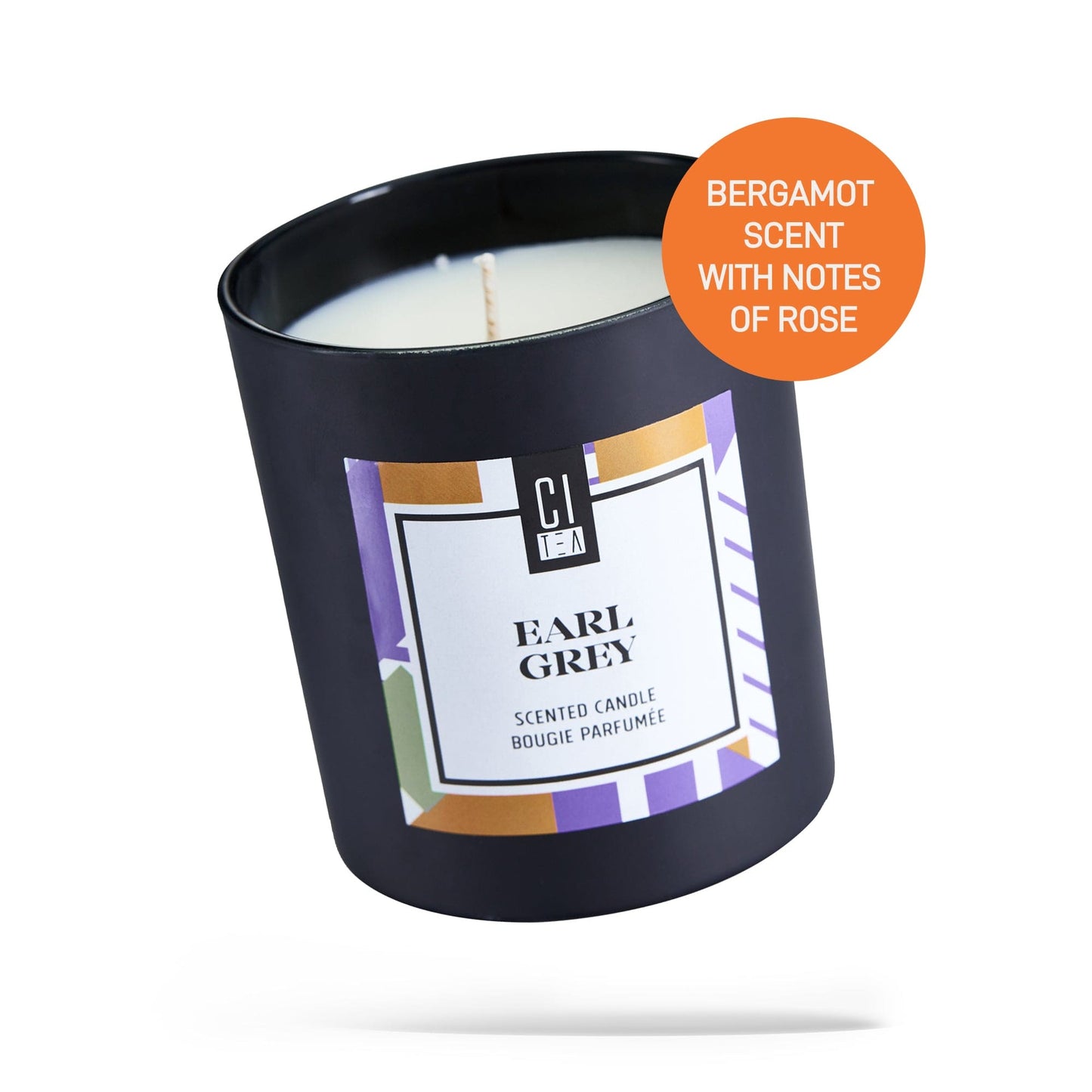 Bougie en cire de soja au parfum de thé Earl Grey - Bergamote et rose - 8 oz