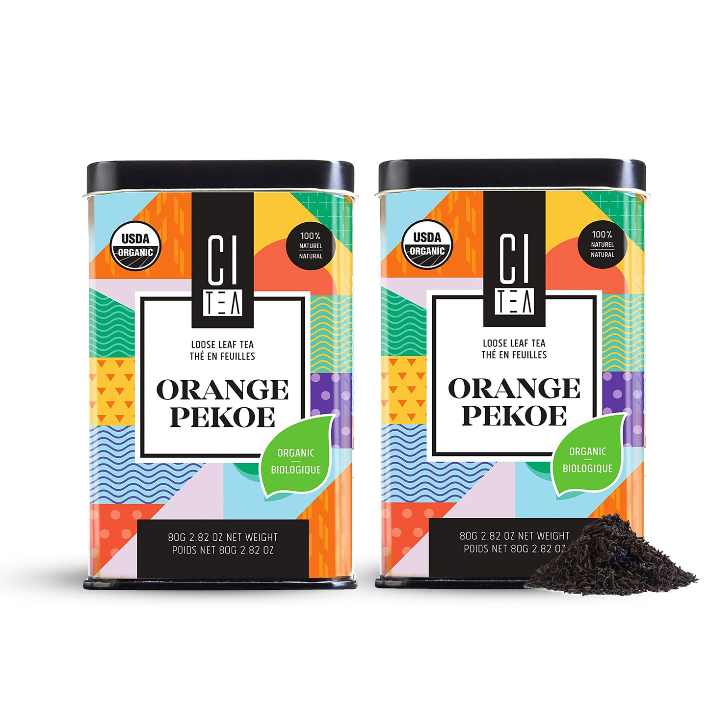 Lot de deux feuilles de thé en vrac Orange Pekoe biologique