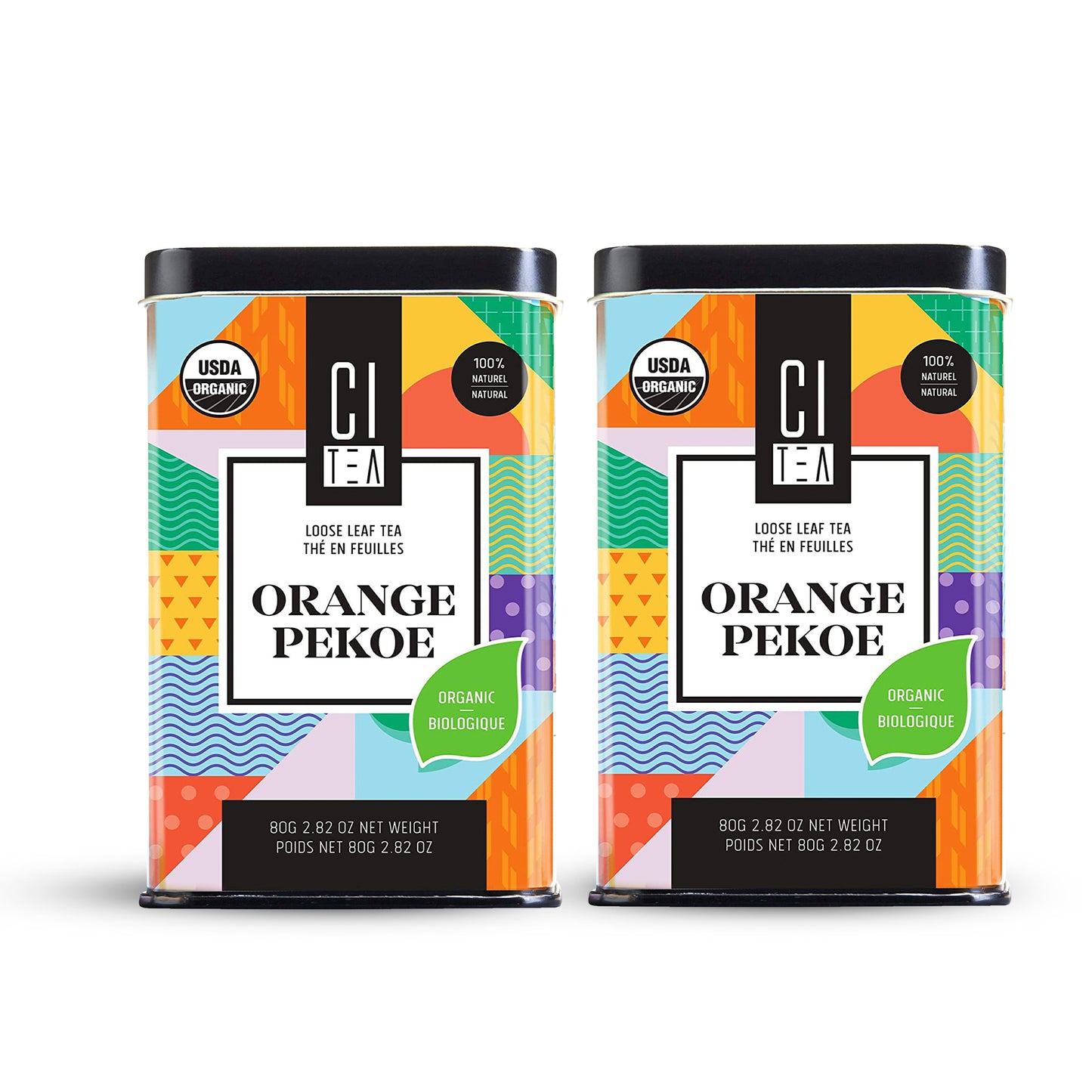 Lot de deux feuilles de thé en vrac Orange Pekoe biologique